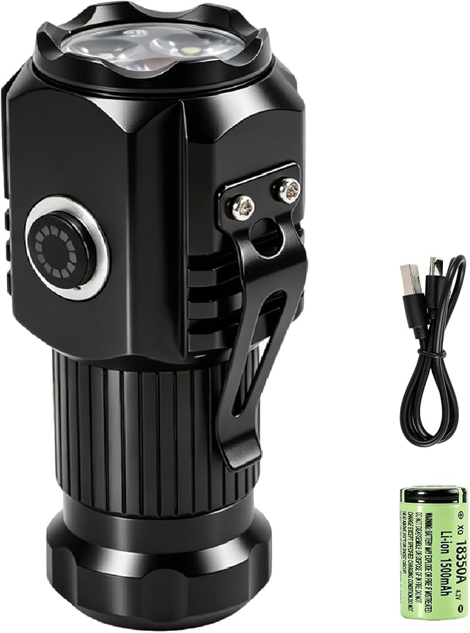 Wiederaufladbare 3-flammige Led-taschenlampe Mit Magnet, Leistungsstarke Taschenlampe, Magnetische Mini-taschenlampe, Inklusive Akku Und Usb-kabel, Für Camping, Notfälle Und Heimwerkerprojekte