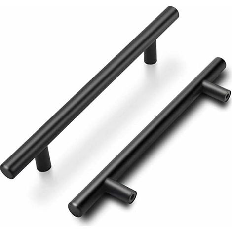 Packung Mit 15 Schwarzen Küchenschrankgriffen (160 Mm), Küchentürgriffen, Schwarzen Möbelgriffen, 160 Mm Mittenabstand, Matte Edelstahl-oberfläche.