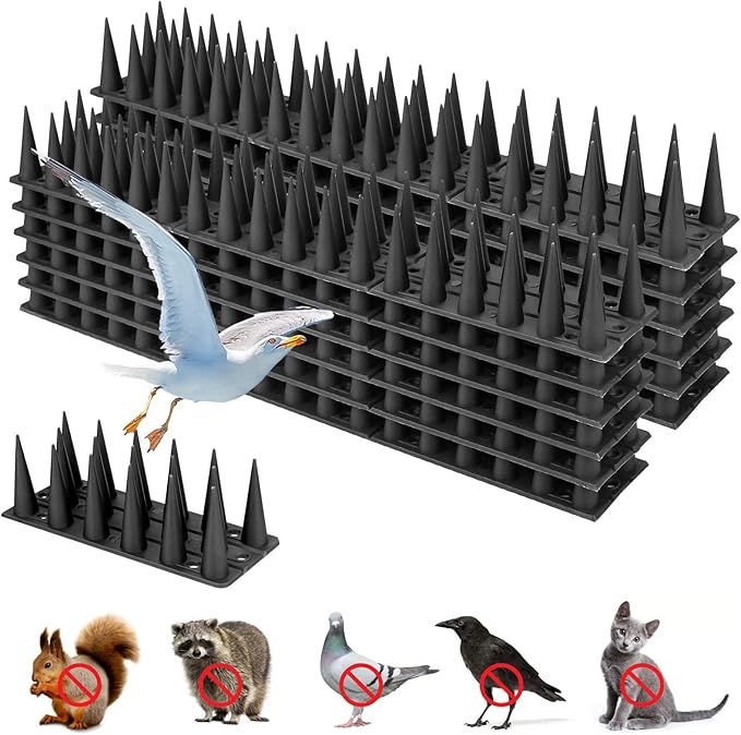 Packung Mit 24 X 8 M Langen Spikes Für Vögel, Eichhörnchen, Waschbären, Katzen, Füchse, Tauben, Eindringlinge, Zäune, Mauern, Gärten, Sicherheit, Kletterschutz, Für Außendächer Und Fenster (schwarz)