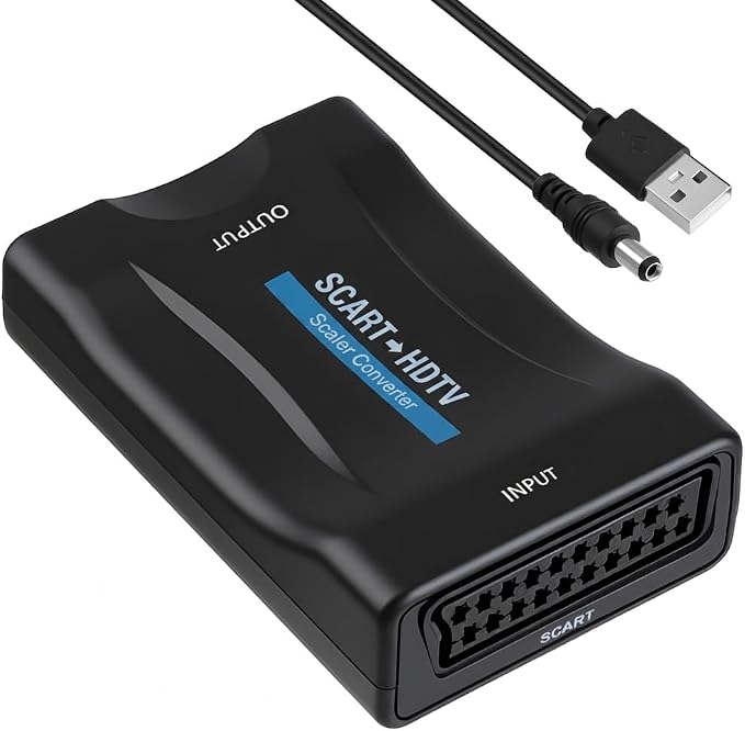 Scart-zu-hdmi-adapter Mit Usb-kabel (720p/1080p), Scart-zu-hdmi-konverter Für Fernseher, Monitore Und Projektoren, Kompatibel Mit Ps3, Dvd, Vhs, Xbox Und Blu-ray, Plug & Play