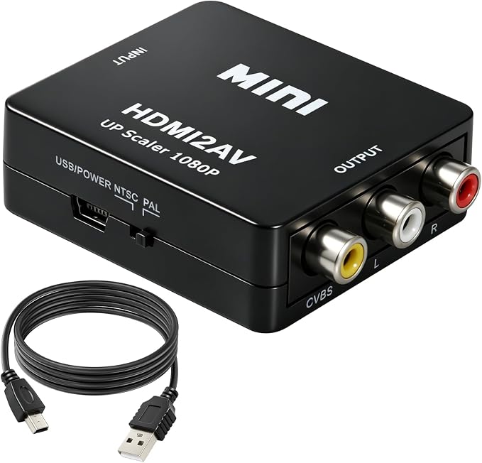 Hdmi-zu-rca-adapter, Hdmi-zu-composite-av-cvbs-1080p-pal-ntsc-audio-video-konverter Mit Usb-kabel Für Xbox 360, One, Ps3, Ps4, Ps5, Fire Stick, Roku, Android Tv Box, Pc, Wii, Vhs-decoder