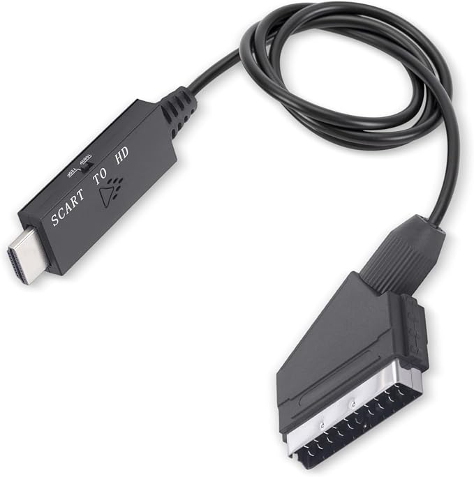 Scart-zu-hdmi-konverteradapter (1080p), Scart-zu-hdmi-adapterkabel Für Vhs-videorecorder, Dvd-recorder, 1080p- Und 720p-hd-kabel, Micro-usb, 5-v-gleichstromnetzteil