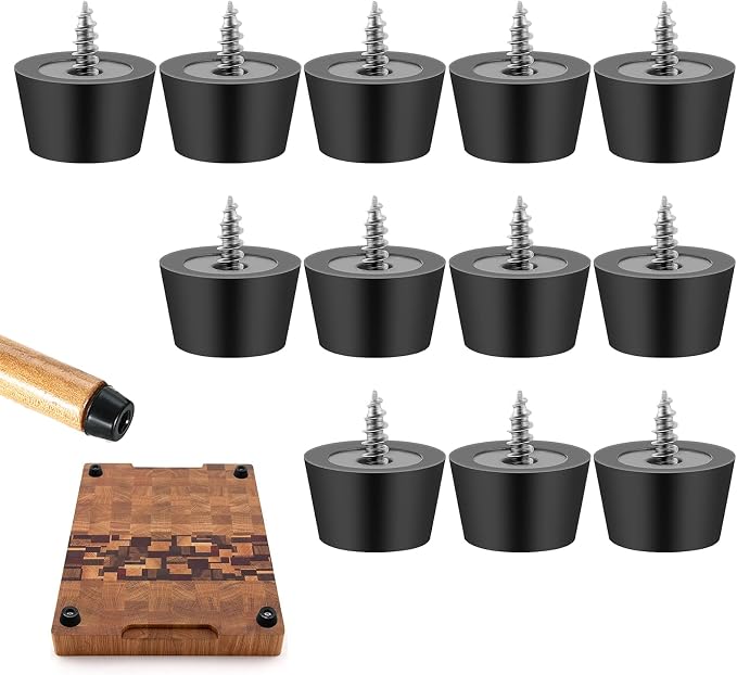 Set Mit 12 Schraubfüßen Aus Gummi, Schwarze, Rutschfeste Kunststoff-möbelfüße, 13 Mm Hoch, Für Sofas, Inklusive 12 Schrauben