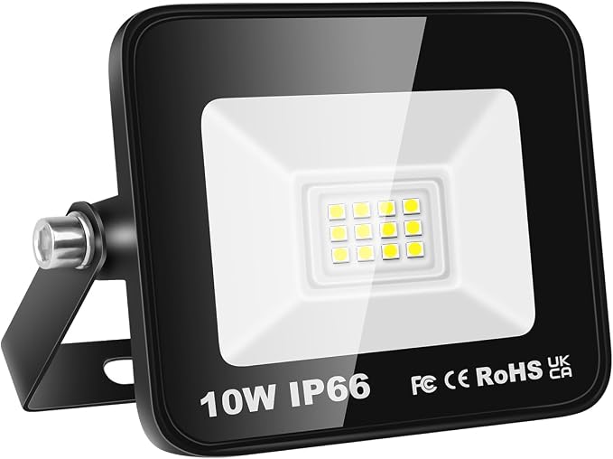 Willpower 10w 1000lm Led-flutlichtstrahler Für Den Außenbereich, Kaltweiß 6000k, Ip66 Wasserdicht, Außenbeleuchtung, Sicherheitsbeleuchtung Für Garten, Terrasse, Garage, Balkon, Haus