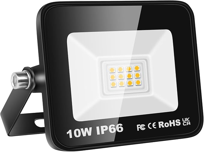 Willpower 10w 1000lm Led-flutlichtstrahler Für Den Außenbereich, 3500k Warmweiß, Ip66 Wasserdicht, Außenbeleuchtung, Sicherheitsbeleuchtung Für Garten, Terrasse, Garage, Balkon, Haus
