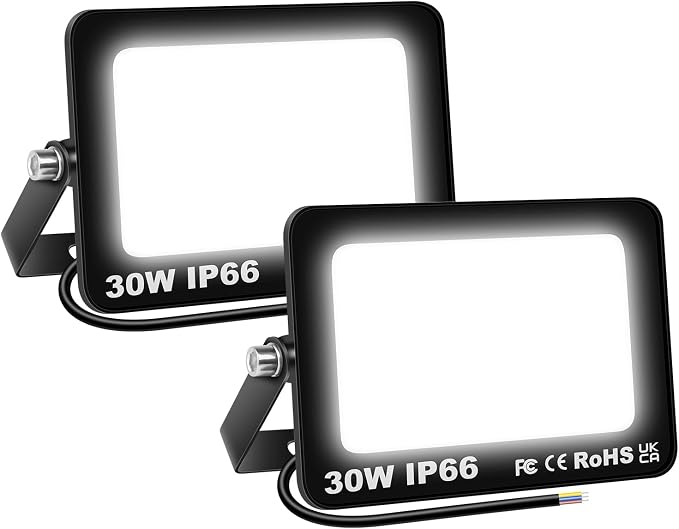Willpower 2 Stück 30w 3000lm Led-fluter Für Den Außenbereich, Kaltweiß 6000k, Ip66 Wasserdicht, Außenbeleuchtung, Sicherheitsbeleuchtung Für Garten, Terrasse, Garage, Balkon, Haus