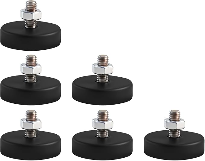 Parfco 6er-set Verstellbare Möbelfüße M8×42, Schraubfüße Aus Gummi Mit Muttern, Antivibrations-gummipads, Schwarze Verstellbare Füße Für Tische, Stühle Und Sofas
