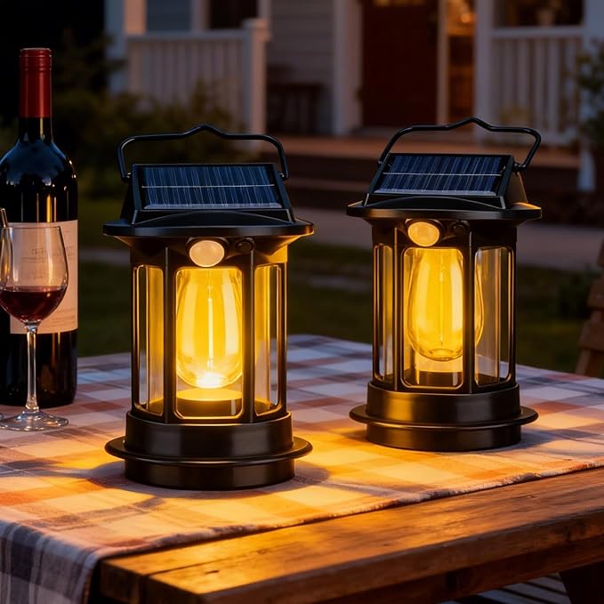 Set Mit 2 Solarlaternen: Solarlaternen Mit Infrarot-bewegungsmelder Und Intelligentem Lichtsteuerungssystem, Solarlampen Für Den Außenbereich, Garten, Zum Aufhängen, Für