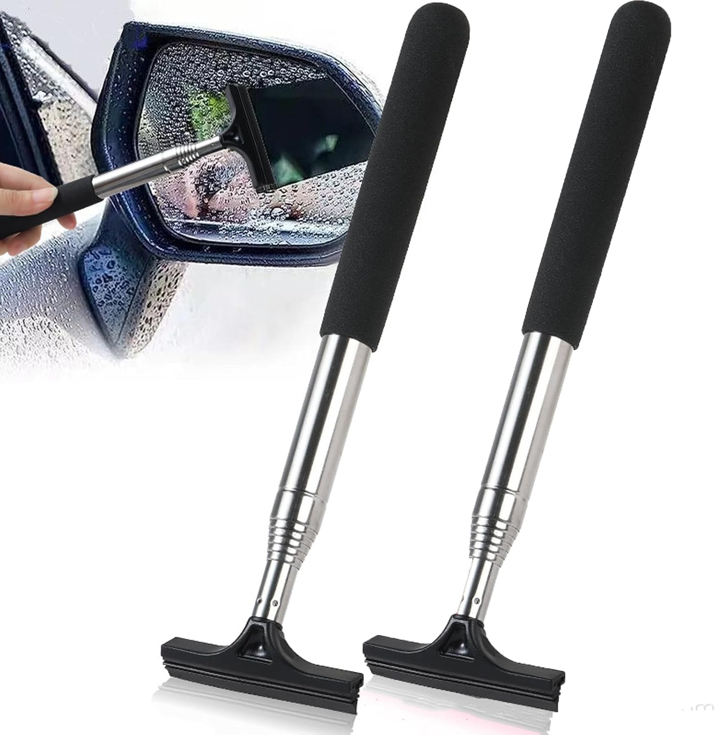 2 Professionelle Autofensterabzieher, Mini-autofensterabzieher, Ausziehbarer Rückspiegelwischer – Ausziehbar Bis Zu 96 Cm