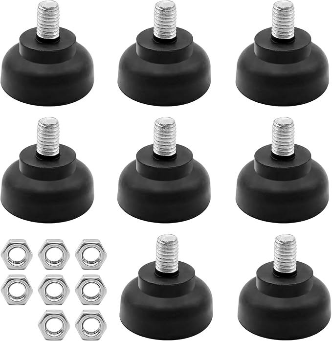8-teiliges Set M8-gummifüße, Runde Tischfüße, Verstellbare Füße, Gummifüße Mit 8 Muttern, Schützt Böden, Geeignet Für Tische, Stühle Und Schränke, Schwarz