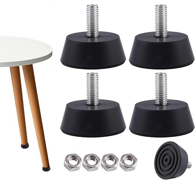 Stück Schraubfüße Aus Gummi, M6 X 32,3 Mm, Verstellbare Nivellierfüße Verstellbare Gummistoßdämpfer, Schraubfüße Für Tische Und Stühle