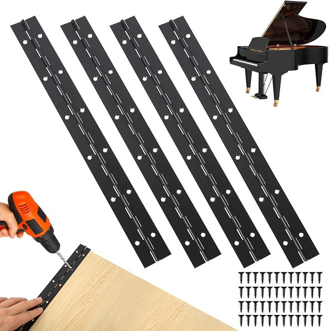 Stück Klavierbänder, 30 Cm Klavierbänder, Durchgehende Edelstahlbänder Für Schranktüren, Klaviere Und Fenster, Mit Schrauben (schwarz)