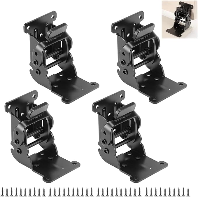 4-teiliges Klappscharnier-set, 0-90°-180° Selbstverriegelndes Edelstahlscharnier, Schwarze Hochleistungs-türscharniere Für Türen, Schränke, Regale, Tische, Betten