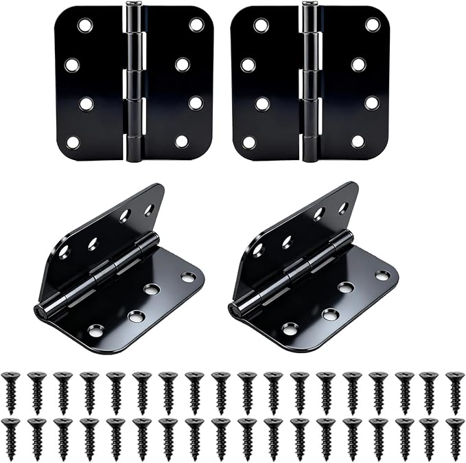 Set Mit 4 Robusten Türbändern – 100 X 100 Mm – Schwarz – Klappscharniere Für Innen- Und Außentüren – Inkl. Passender Befestigungsschrauben