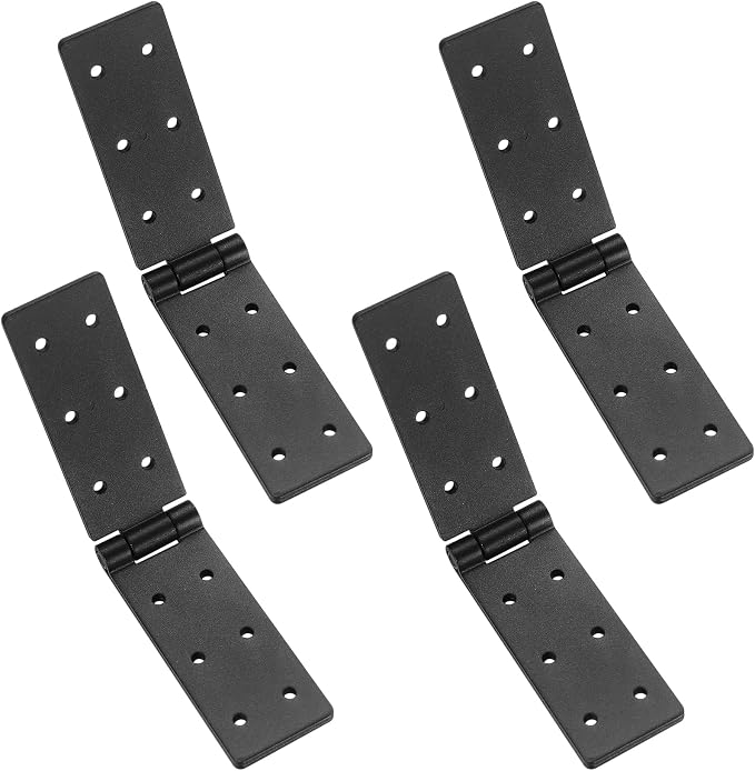 Set Mit 4 Klappscharnieren – Schwarzes Metall – Für Holztüren, Gartentore, Möbel Und Werkzeugkästen
