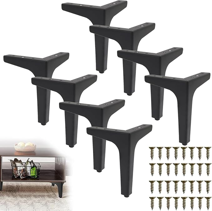 Set Mit 8 Schwarzen Möbelbeinen, 15 Cm Hohe Sofabeine Aus Metall, Couchtischbeine Mit Dreieckschrauben, Moderne Möbelbeine Für Sofa, Kleiderschrank, Kommode, Buffet, Nachttisch