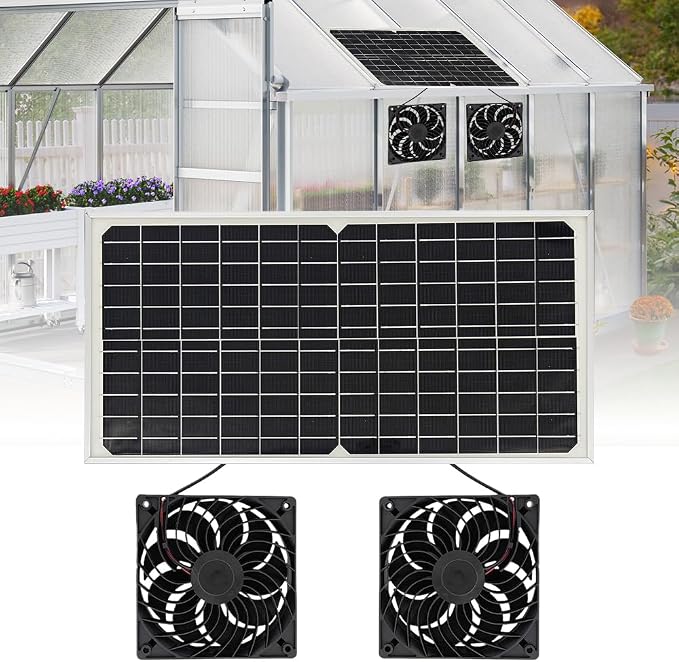 Addlive Solarventilator, 16v 16w Solarventilator Mit Akku, Solarbetriebener Abluftventilator, Tragbarer Doppelsolarventilator Für Camper, Gewächshäuser Und Tierhäuser