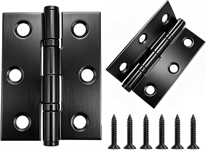 Haishang 6 Stück 50x39mm Schwarze Möbeltürscharniere Mit Schrauben A2 V2a 304 Edelstahl-scharnierverbinder Für Klavier, Möbel, Schranktüren Und Schubladen