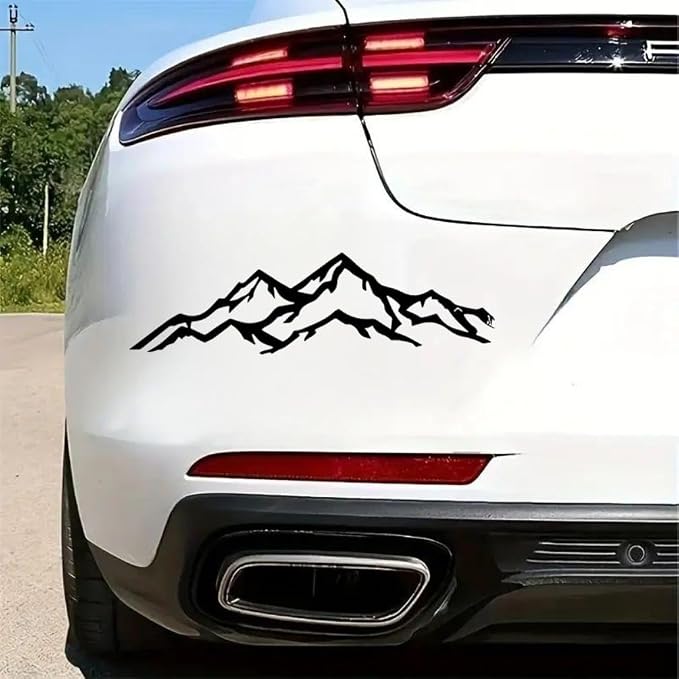 Set Mit 2 Autoaufklebern, 20 X 5,5 Cm, Bergmotiv, Wasserfeste Vinylaufkleber Für Den Außenbereich, Autofensterdekoration Für Suvs Und Lkws Az91 (schwarz)