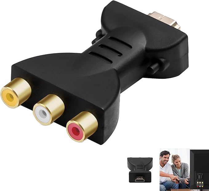 Hdmi-zu-rca-adapter, Hdmi-stecker Auf 3rca-buchse Composite-video-audio-konverter Zu Cvbs, Kompatibel Mit Fernseher, Dvd-player, Projektor, Multimedia-box Mit Roten, Weißen Und Gelben Anschlüssen