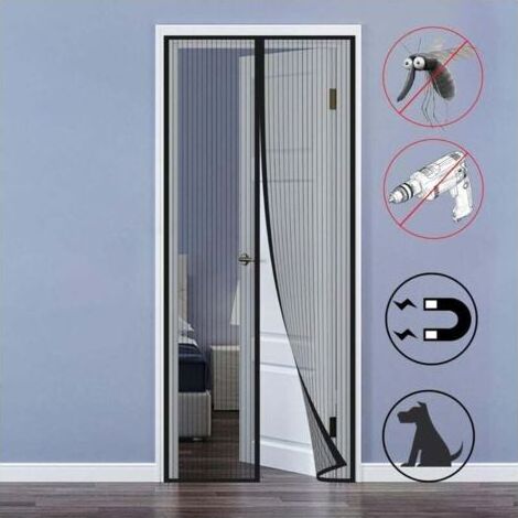 Magnetisches Moskitonetz Für Fenster Oder Türen, Maße 120 X 210 Cm, Bohrfreies Fliegengitter, Geeignet Für Innentüren, Terrassentüren Und Schiebetüren, Schwarz