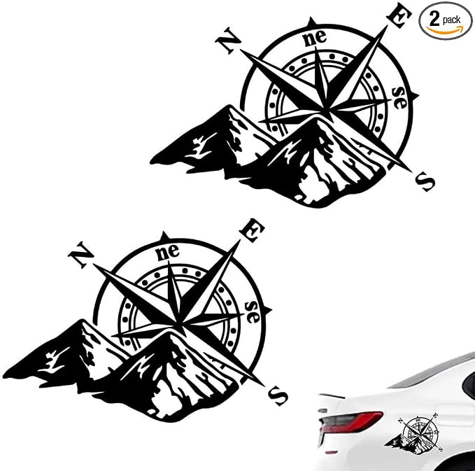 2-teiliges Bergkompass-aufkleber-set Für Auto, Motorrad Und Wohnmobil – Motorhaubengrafiken
