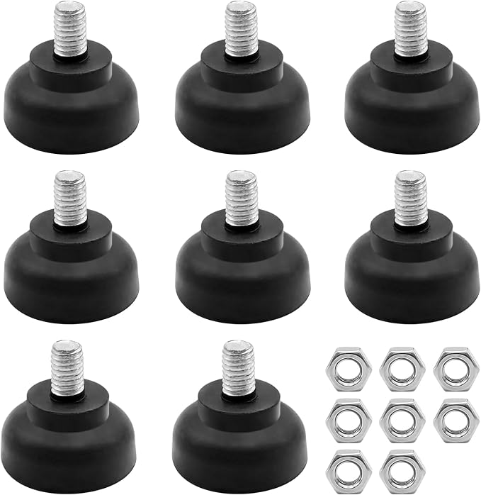 Joyan 8-teiliges Set Verstellbarer Möbelfüße, Runde Möbelfüße M8 X 35 Mm, Gummifüße Mit 8 Muttern, Schützt Böden, Geeignet Für Tische, Stühle Und Schränke, Schwarz
