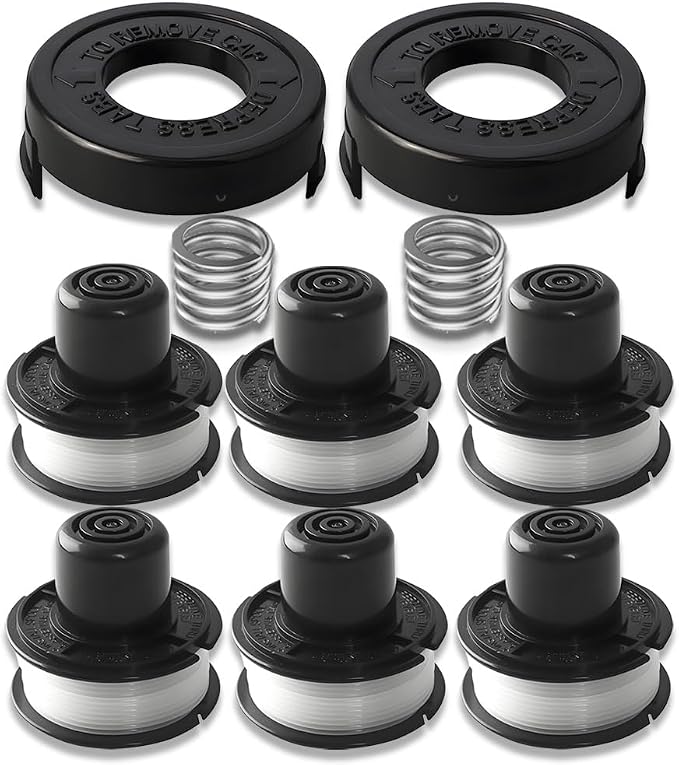 Kompatibel Mit Black & Decker Rasentrimmern. Ersetzt Die Spulen Gl250, Gl310 Und Gl360. Lieferumfang: Kettensägenwerkzeug, 2 Spulenkappen, 6 Spulen, 2 Federn, Trimmerfaden.