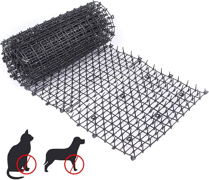 Anti-katzen-matte Mit Spikes, Anti-katzen-matte Für Hunde Und Andere Tiere, Abwehrspikes, Abschreckungsmatte, Wühlschutzmatte Für Pflanzen- Und Blumenzäune, Schwarz, 400 X 30 Cm