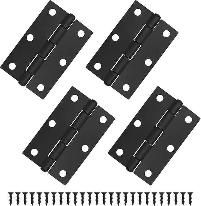 Türscharniere - 75 Mm (3 Zoll) Schranktürscharniere Mit Innenschrauben Für Wohnmöbel, Holztürscharnier (schwarz - 4 Stück, 7,5 Cm X 4,8 Cm)