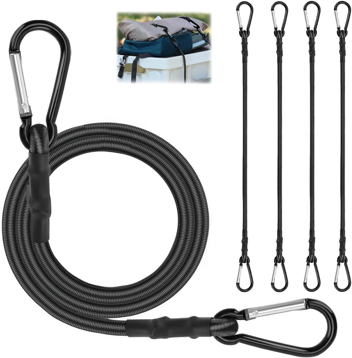 4-teiliges Gepäckträger-set Mit Gummiseilen, 120 Cm Lang, Inklusive Haken Elastische Spanngurte Für Den Außenbereich Zur Befestigung Von Gepäck, Campingausrüstung, Fahrrädern, Planen Und Sonnensegeln