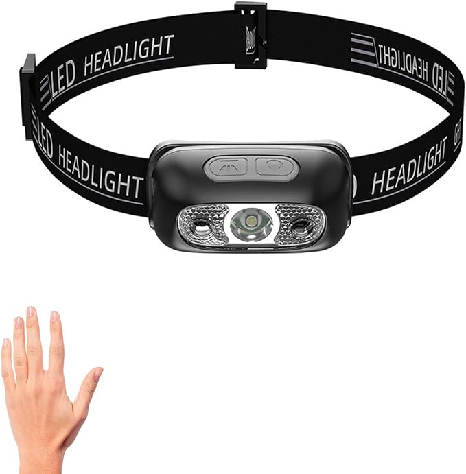 Cerioll Leistungsstarke Led-stirnlampe, Wiederaufladbar, Mit Bewegungssensor, 4 Leuchtmodi, 60° Verstellbarem Abstrahlwinkel, Wasserdicht Und Leicht, Ideal Zum Radfahren, Angeln Und Campen.