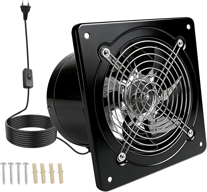 150-mm-abluftventilator, 600 M³/h – Leise – Mit Rückschlagklappe – Schalter – Wasserdicht (ip44) – 40 W – Energieeffizient Und Langlebig – Für Küche, Bad Und Garage