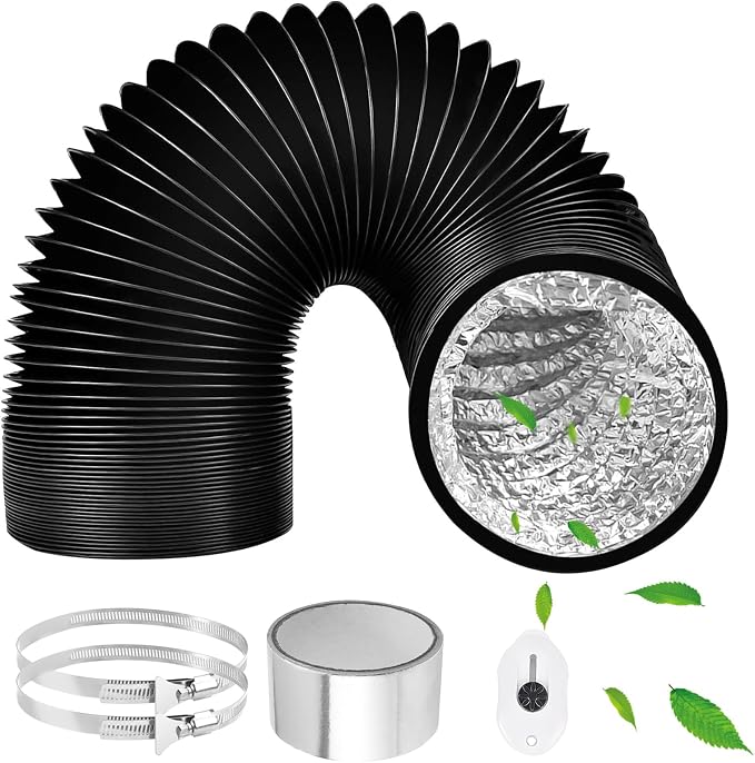 125 Mm Pvc-lüftungsrohr Für Dunstabzugshauben, 3 M Flexibler Abluftschlauch Mit 2 Schlauchschellen Und 1 Klebestreifen Für Klimaanlagen, Abluftventilatoren Und Rohrventilatoren.
