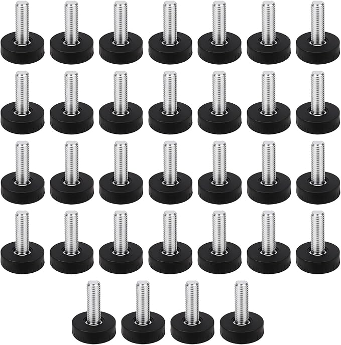 Set Mit 32 Verstellbaren Schraub-nivellierfüßen Für Möbel - Runde Basis - Verstellbare Nivellierfüße Für Tische, Gummifüße (m8 Φ25m823)