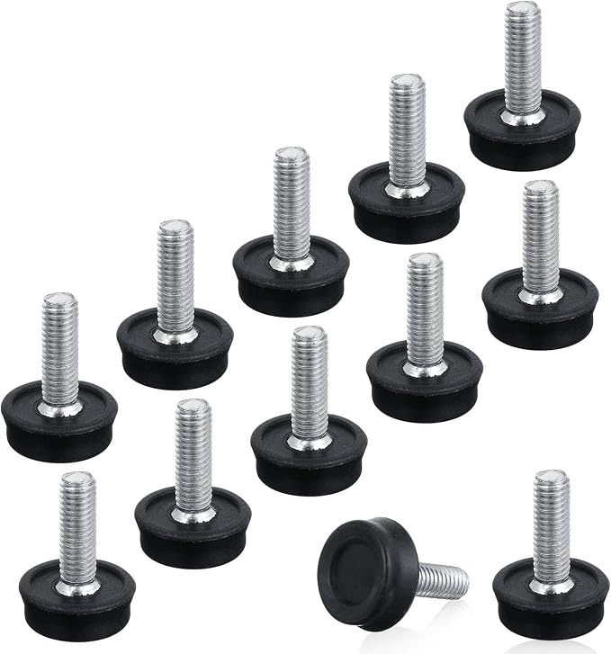 Set Mit 12 Verstellbaren Nivellierfüßen Mit M8-gewinde Für Möbel, Einzeln Einschraubbare Tischfüße Mit Gummigewinde Für Tische, Stühle Und Andere Möbel.