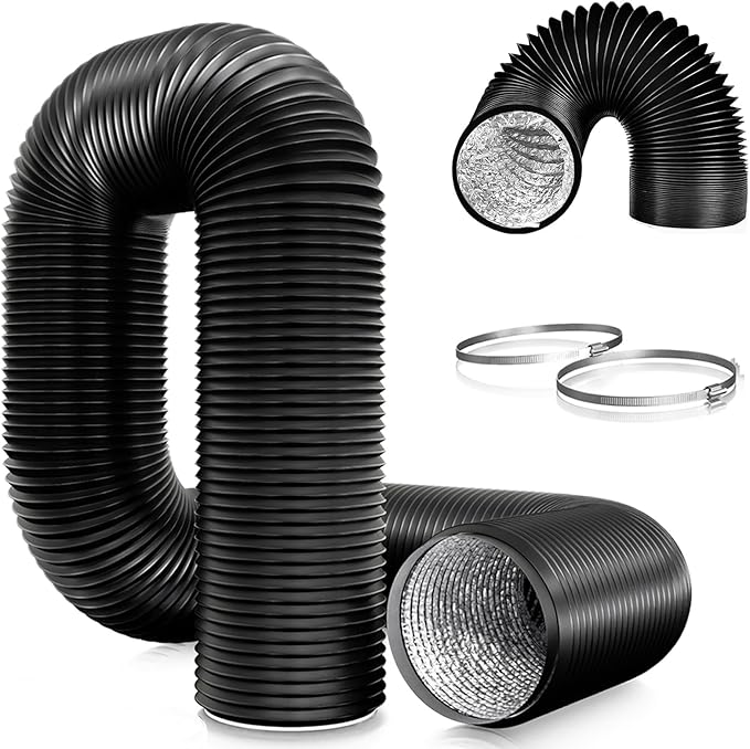 75-mm-lüftungsrohr, 3 M Pvc-aluminium-abluftrohr Für Abluftgeräte, Klimaanlagen, Wäschetrockner, Dunstabzugshauben, Schwarz