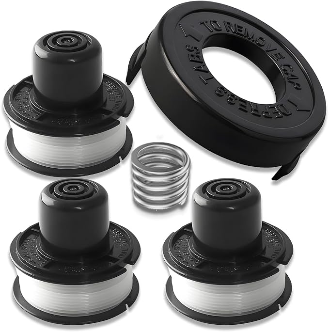 Ersatzspule Für Rasenmäher, Kompatibel Mit Den Black & Decker Modellen Gl250, Gl310 Und Gl360 – Set Bestehend Aus 3 Spulen, 1 Kappe Und 1 Feder
