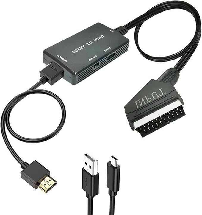 Gerui Scart-zu-hdmi-konverter Mit Hdmi-kabel, Scart-zu-hdmi-adapter, 1080p Hd-audio-video-konverter Für Sky/dvd/stb Zur Anzeige Auf Hd-fernsehern