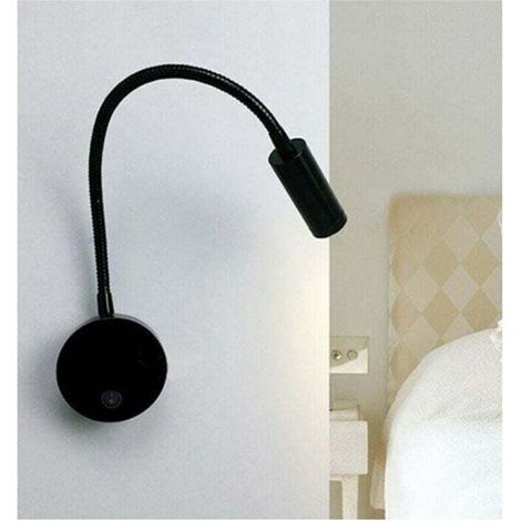 3-w-led-nachttischleuchte, Flexibler, Schwanenförmiger Gelenkarm (schwarz), Wandmontage Mit Integriertem Schalter, Warmweißes Licht (3000 K), Modernes Design, Maße: 30 × 76 Cm