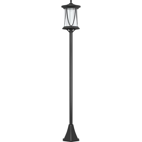 Solarbetriebene Led-stehleuchte, Schutzart Ip44, Abs, 17 X 17 X 127 Cm (l X B X H), Mit Kaltweißer Led, Lichtsensor, Wasserdicht, Für Den Außenbereich, Schwarz
