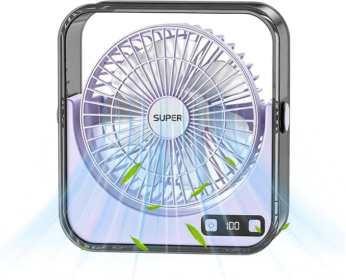 Wiederaufladbarer Tischventilator, Geräuscharm, Lange Akkulaufzeit Persönlicher Ventilator Für Tisch, Büro, Schlafzimmer, Badezimmer, Küchentheke, Fitnessstudio, Reisen, Zuhause, Outdoor, Camping