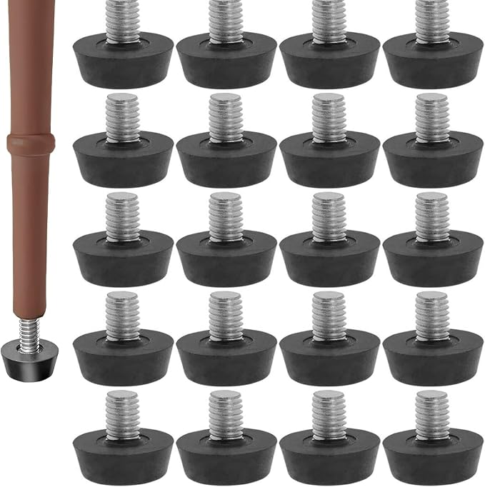 Wubayi Packung Mit 20 M6 X 20 Mm Gummifüßen Für Gartenmöbel Mit Verstellbaren Nivellierfüßen, Einschraubbare Antirutschpads Für Möbelbeine