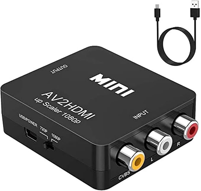 Rca-zu-hdmi-videokonverter, Av Zu Hdmi, 1080p, Pal/ntsc-kompatibel, Mit Usb-kabel Für Laptop, Xbox, Ps4, Ps3, Fernseher, Set-top-box, Vhs, Videorecorder