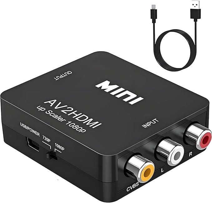 Mini-av-rca-cvbs-zu-hdmi-video-audio-konverter-adapter Unterstützt 720p Und 1080p Für Kameras, Xbox 360, Ps1, Ps2, Wii, N64, Gamecube, Snes, Nes, Psp, Dvd-player Und Vhs-geräte.