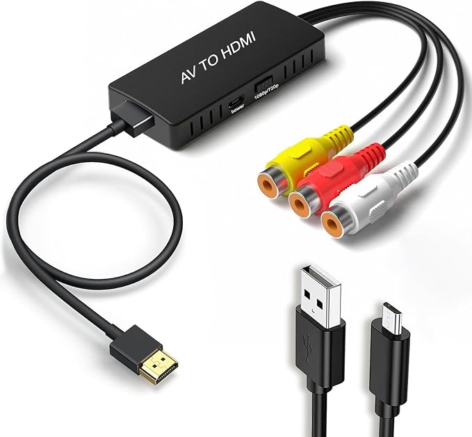 Av-zu-hdmi-adapter, Rca-zu-hdmi-konverter Für Vhs-player, Ps2, Ps3, Xbox, N64, Set-top-box, Videorecorder, Dvd-player – Kompatibel Mit Hdtv, Monitor Und Projektor