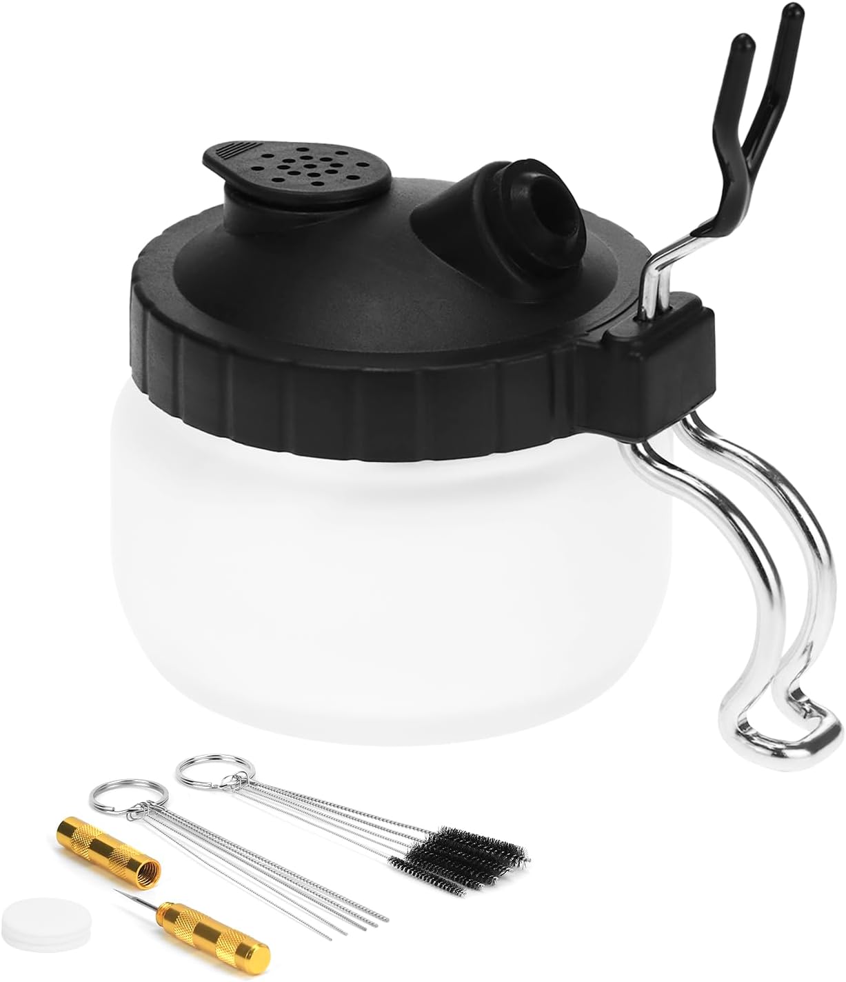 Airbrush-reinigungsset, Reinigungstopf Mit Halter, 5 Reinigungsbürsten, 5 Reinigungsnadeln, 1 Reinigungsschaber