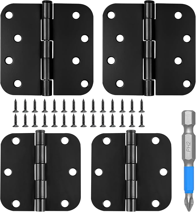 10 Mm/75 Mm Stahlscharniere, Schwarze Türscharniere, 4 Stück Mit 28 Schrauben Für Türen, Fenster Und Schränke