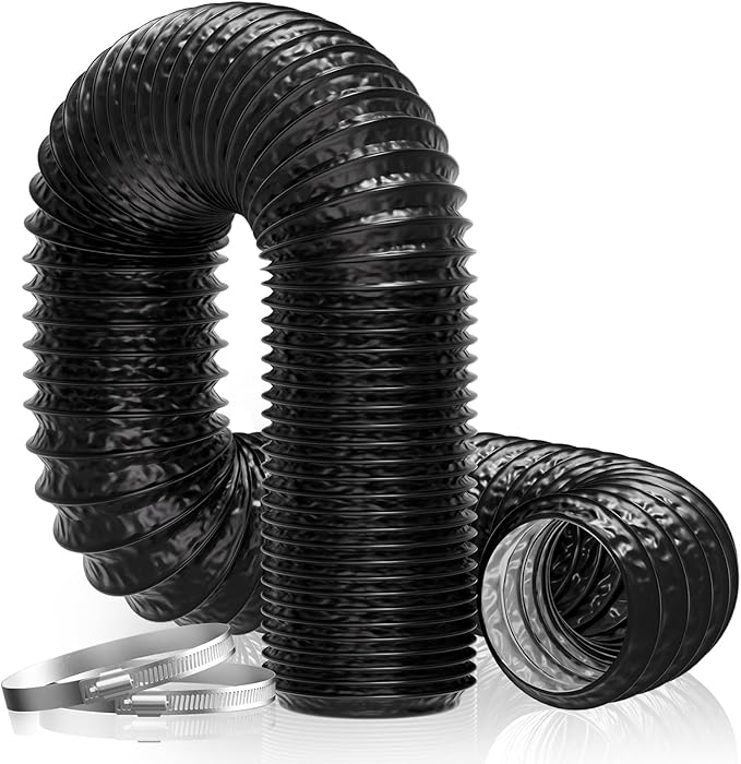 Hon&guan Flexibler Lüftungsschlauch 150 Mm × 5 M – Pvc- Und Aluminiumfolien-luftkanal Für Wäschetrockner, Abluftventilatoren, Heizungs- Und Klimaanlagen (schwarz)