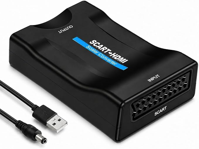 Scart-zu-hdmi-adapter 720p/1080p, Scart-zu-hdmi-konverter Für Fernseher, Monitore, Projektoren, Hd-audio/video, Scart-kompatibel Mit Ps3, Dvd, Vhs, Xbox, Blu-ray, Plug & Play, Mit Usb-kabel